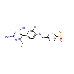 CCc1nc(N)nc(N)c1-c1ccc(NCc2ccc(S(C)(=O)=O)cc2)c(Br)c1 ZINC000013686072