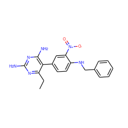 CCc1nc(N)nc(N)c1-c1ccc(NCc2ccccc2)c([N+](=O)[O-])c1 ZINC000013765339