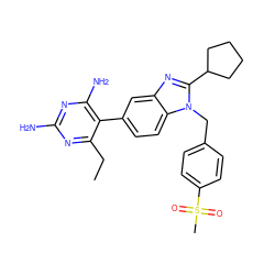 CCc1nc(N)nc(N)c1-c1ccc2c(c1)nc(C1CCCC1)n2Cc1ccc(S(C)(=O)=O)cc1 ZINC000014970687