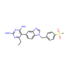 CCc1nc(N)nc(N)c1-c1ccc2c(c1)ncn2Cc1ccc(S(C)(=O)=O)cc1 ZINC000014970683