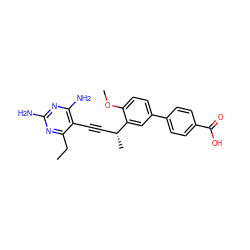 CCc1nc(N)nc(N)c1C#C[C@@H](C)c1cc(-c2ccc(C(=O)O)cc2)ccc1OC ZINC000653829277