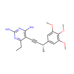 CCc1nc(N)nc(N)c1C#C[C@@H](C)c1cc(OC)c(OC)c(OC)c1 ZINC000045300197