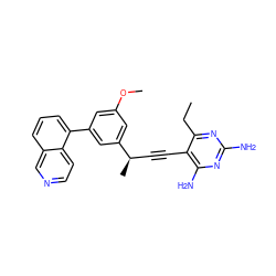 CCc1nc(N)nc(N)c1C#C[C@@H](C)c1cc(OC)cc(-c2cccc3cnccc23)c1 ZINC000095591779