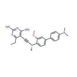 CCc1nc(N)nc(N)c1C#C[C@@H](C)c1ccc(-c2ccc(N(C)C)cc2)cc1OC ZINC000169308642