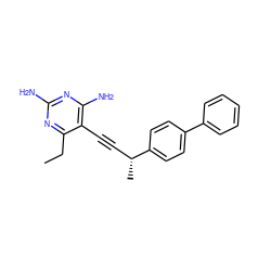 CCc1nc(N)nc(N)c1C#C[C@@H](C)c1ccc(-c2ccccc2)cc1 ZINC000169308647