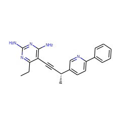 CCc1nc(N)nc(N)c1C#C[C@@H](C)c1ccc(-c2ccccc2)nc1 ZINC000169308650