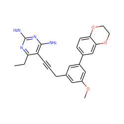 CCc1nc(N)nc(N)c1C#CCc1cc(OC)cc(-c2ccc3c(c2)OCCO3)c1 ZINC000095588964