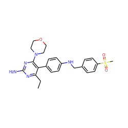 CCc1nc(N)nc(N2CCOCC2)c1-c1ccc(NCc2ccc(S(C)(=O)=O)cc2)cc1 ZINC000028572378