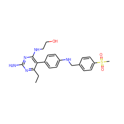 CCc1nc(N)nc(NCCO)c1-c1ccc(NCc2ccc(S(C)(=O)=O)cc2)cc1 ZINC000036349138