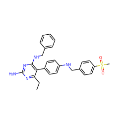 CCc1nc(N)nc(NCc2ccccc2)c1-c1ccc(NCc2ccc(S(C)(=O)=O)cc2)cc1 ZINC000028572562