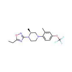 CCc1nc(N2CCN(c3ccc(OC(F)(F)F)cc3C)C[C@@H]2C)no1 ZINC000103252681