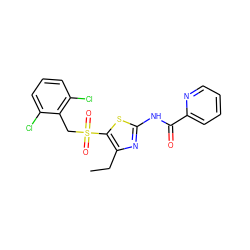 CCc1nc(NC(=O)c2ccccn2)sc1S(=O)(=O)Cc1c(Cl)cccc1Cl ZINC000198921247