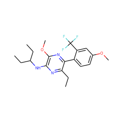 CCc1nc(NC(CC)CC)c(OC)nc1-c1ccc(OC)cc1C(F)(F)F ZINC000072176231