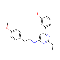 CCc1nc(NCCc2ccc(OC)cc2)cc(-c2cccc(OC)c2)n1 ZINC000035996391