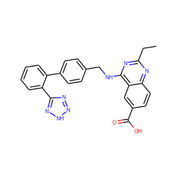 CCc1nc(NCc2ccc(-c3ccccc3-c3nn[nH]n3)cc2)c2cc(C(=O)O)ccc2n1 ZINC000029463190