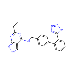 CCc1nc(NCc2ccc(-c3ccccc3-c3nnn[nH]3)cc2)c2c[nH]nc2n1 ZINC000029462815