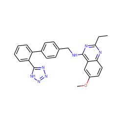 CCc1nc(NCc2ccc(-c3ccccc3-c3nnn[nH]3)cc2)c2cc(OC)ccc2n1 ZINC000029466167