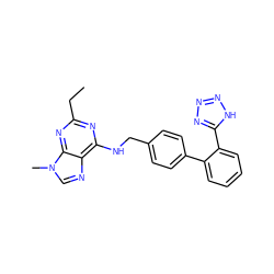 CCc1nc(NCc2ccc(-c3ccccc3-c3nnn[nH]3)cc2)c2ncn(C)c2n1 ZINC000029463185