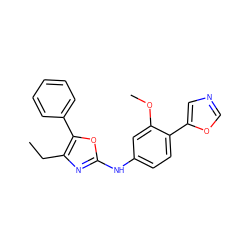 CCc1nc(Nc2ccc(-c3cnco3)c(OC)c2)oc1-c1ccccc1 ZINC000003594931