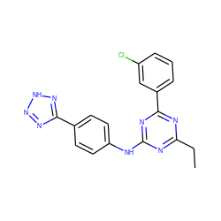 CCc1nc(Nc2ccc(-c3nn[nH]n3)cc2)nc(-c2cccc(Cl)c2)n1 ZINC000143559335