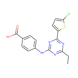 CCc1nc(Nc2ccc(C(=O)O)cc2)nc(-c2ccc(Cl)s2)n1 ZINC000143392029