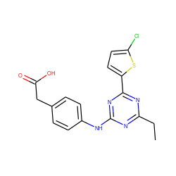 CCc1nc(Nc2ccc(CC(=O)O)cc2)nc(-c2ccc(Cl)s2)n1 ZINC000143667950