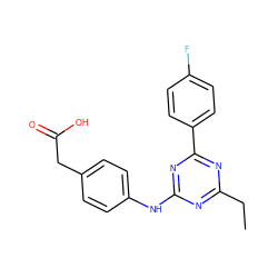 CCc1nc(Nc2ccc(CC(=O)O)cc2)nc(-c2ccc(F)cc2)n1 ZINC000299833890