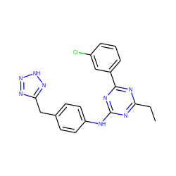 CCc1nc(Nc2ccc(Cc3nn[nH]n3)cc2)nc(-c2cccc(Cl)c2)n1 ZINC000143183309