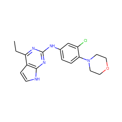 CCc1nc(Nc2ccc(N3CCOCC3)c(Cl)c2)nc2[nH]ccc12 ZINC000063539202