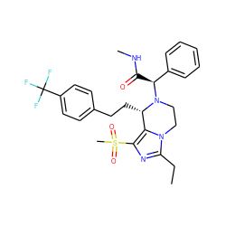 CCc1nc(S(C)(=O)=O)c2n1CCN([C@@H](C(=O)NC)c1ccccc1)[C@H]2CCc1ccc(C(F)(F)F)cc1 ZINC000095604990