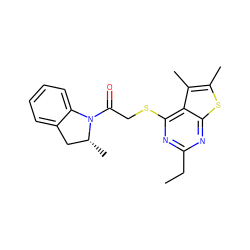 CCc1nc(SCC(=O)N2c3ccccc3C[C@H]2C)c2c(C)c(C)sc2n1 ZINC000001372149