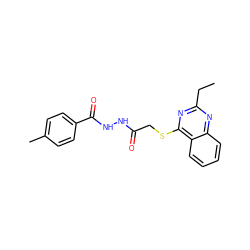 CCc1nc(SCC(=O)NNC(=O)c2ccc(C)cc2)c2ccccc2n1 ZINC000015935974