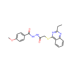 CCc1nc(SCC(=O)NNC(=O)c2ccc(OC)cc2)c2ccccc2n1 ZINC000001332526