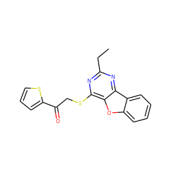 CCc1nc(SCC(=O)c2cccs2)c2oc3ccccc3c2n1 ZINC000002446380