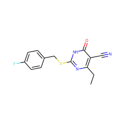 CCc1nc(SCc2ccc(F)cc2)[nH]c(=O)c1C#N ZINC000015989612