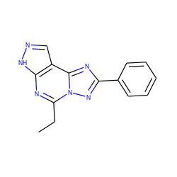 CCc1nc2[nH]ncc2c2nc(-c3ccccc3)nn12 ZINC000027209955