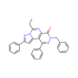 CCc1nc2c(=O)n(Cc3ccccc3)nc(-c3ccccc3)c2c2cc(-c3ccccc3)nn12 ZINC000064446554