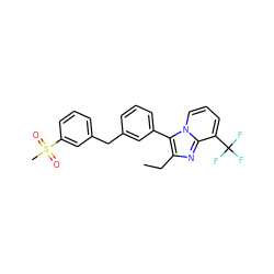 CCc1nc2c(C(F)(F)F)cccn2c1-c1cccc(Cc2cccc(S(C)(=O)=O)c2)c1 ZINC000045387779