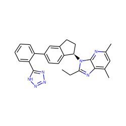 CCc1nc2c(C)cc(C)nc2n1[C@@H]1CCc2cc(-c3ccccc3-c3nnn[nH]3)ccc21 ZINC000000837926