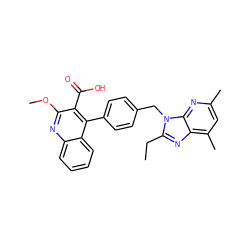 CCc1nc2c(C)cc(C)nc2n1Cc1ccc(-c2c(C(=O)O)c(OC)nc3ccccc23)cc1 ZINC000013560848