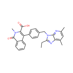 CCc1nc2c(C)cc(C)nc2n1Cc1ccc(-c2c(C(=O)O)n(C)c(=O)c3ccccc23)cc1 ZINC000036222522