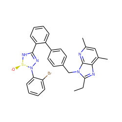 CCc1nc2c(C)cc(C)nc2n1Cc1ccc(-c2ccccc2C2=NN(c3ccccc3Br)[S@@+]([O-])N2)cc1 ZINC000027517335