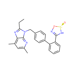 CCc1nc2c(C)cc(C)nc2n1Cc1ccc(-c2ccccc2C2=NO[S@@+]([O-])N2)cc1 ZINC000003930697