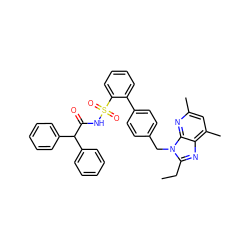 CCc1nc2c(C)cc(C)nc2n1Cc1ccc(-c2ccccc2S(=O)(=O)NC(=O)C(c2ccccc2)c2ccccc2)cc1 ZINC000027722166