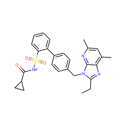 CCc1nc2c(C)cc(C)nc2n1Cc1ccc(-c2ccccc2S(=O)(=O)NC(=O)C2CC2)cc1 ZINC000013739789