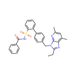 CCc1nc2c(C)cc(C)nc2n1Cc1ccc(-c2ccccc2S(=O)(=O)NC(=O)c2ccccc2)cc1 ZINC000001536420