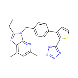 CCc1nc2c(C)cc(C)nc2n1Cc1ccc(-c2ccsc2-c2nnn[nH]2)cc1 ZINC000029565930