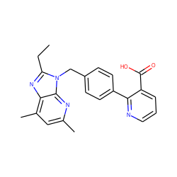 CCc1nc2c(C)cc(C)nc2n1Cc1ccc(-c2ncccc2C(=O)O)cc1 ZINC000013560845