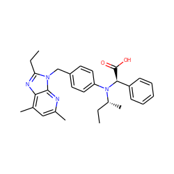 CCc1nc2c(C)cc(C)nc2n1Cc1ccc(N([C@H](C)CC)[C@@H](C(=O)O)c2ccccc2)cc1 ZINC000013732483