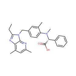 CCc1nc2c(C)cc(C)nc2n1Cc1ccc(N(C)[C@@H](C(=O)O)c2ccccc2)c(C)c1 ZINC000013732501